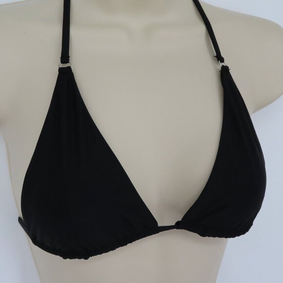 AYRA SWIM Womens Small Solid Black Triangle Bikini Top Unlined Swimwear Wireless - Picture 2 of 7